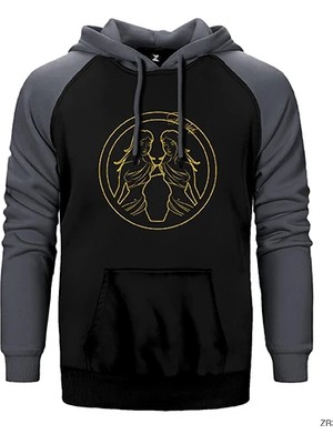 Z zepplin Ikizler Burcu Line Gri Renk Reglan Kol Kapşonlu Sweatshirt