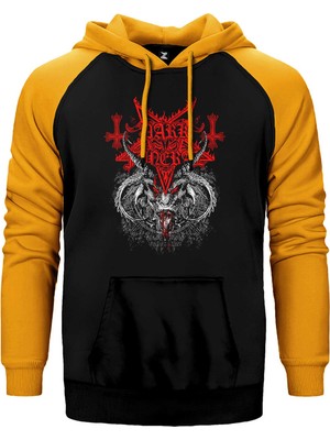 Z zepplin Dark Funeral Demon Head Sarı Renk Reglan Kol Kapşonlu Sweatshirt