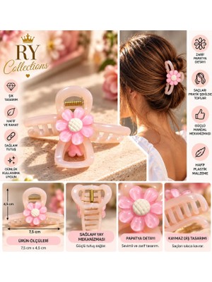Ry Collections Papatya Desenli Mandal Saç Tokası-Pembe