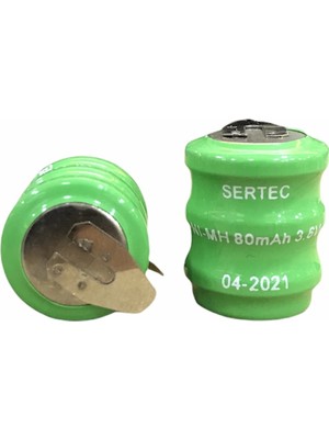 Dolozena Ni-Mh Buton Pil 3.6V 80MAH 2 Pin Elektronik Cihazlar Için