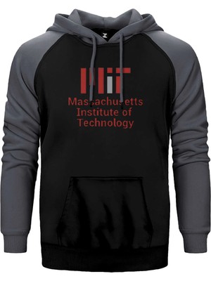 Z zepplin Massachusetts Institute Of Technology Logo Gri Renk Reglan Kol Kapşonlu Sweatshirt