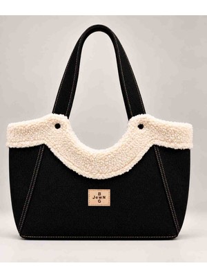 Narrativa Denim Peluş Detaylı Shopper Omuz Çantası