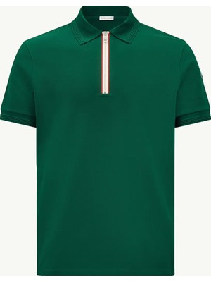 Moncler Üç Renkli Trim Pamuklu Pike Polo Yaka Tişört