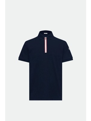 Moncler Üç Renkli Trim Pamuklu Pike Polo Yaka Tişört
