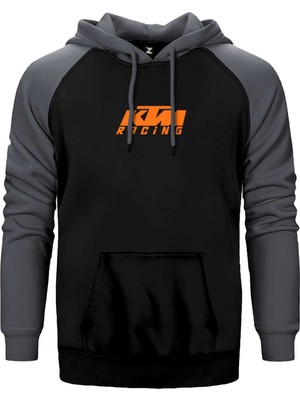 Z zepplin KTM Racing Orange Logo Gri Renk Reglan Kol Kapşonlu Sweatshirt