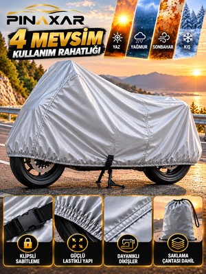 PINAXAR Motosiklet Brandası Çantalı Tokalı 4 Mevsim Motor Örtüsü Su Geçirmez Koruma Brandası Tüm Motorlar