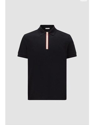 Moncler Üç Renkli Trim Pamuklu Pike Polo Yaka Tişört