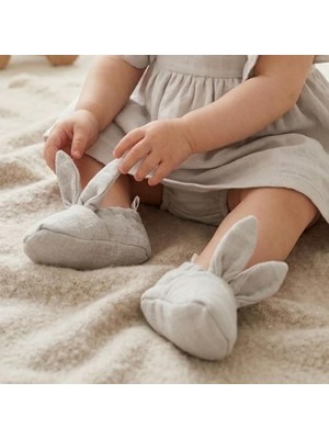 Str Store % 100 Pamuk Tavşan Kulaklı Müslin Bebek Patik – Cotton Grey- Gri 6-12 Ay TKSOCK1006