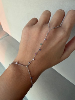 Nes Design Renkli Taşlı Şahmeran Silver