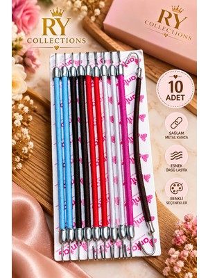 Ry Collections 10 Adet Renkli Kancalı Saç Lastiği Çengelli Örgü Saç Lastiği