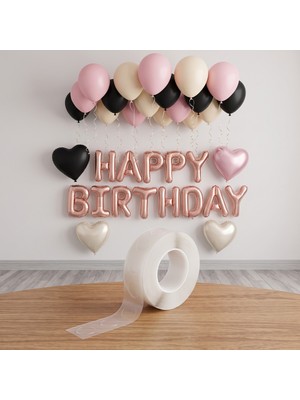 Bakgelal Şeffaf Balon Yapıştırma Bandı 5 Li Set - Doğum Günü ve Parti Süsleme Çift Taraflı Yapıştırıcı