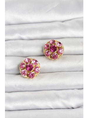 Pembe Zirkon Taşlı Düğme Veya Manşet Broşu 5886 Hpsbyhemengo
