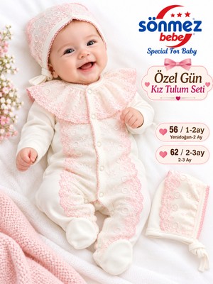 Sönmez Bebe Özel Gün Kız Bebek Tulum,fisto DANTELLI,BAŞLIKLI,1AY-3AY,MEVLÜTLÜK Yenidoğan Bebek Seti-Bebek Hediyelik