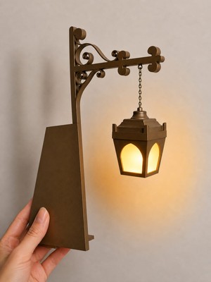 Perim3d Kitap Arası Sokak Lambası Dekoru | LED Tealight Mum Dahil | Dekoratif Kitaplık Objesi