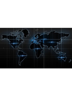 DIGITRA-WRL-002- Dijital Dünya Haritası World Map Kanvas Tablo