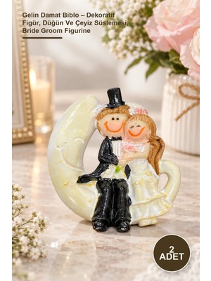 Yenilig 2 Adet Gelin Damat Biblo – Dekoratif Figür, Düğün ve Çeyiz Süslemesi, Bride Groom Figurine