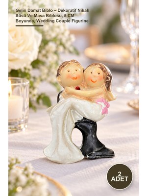 Yenilig 2 Adet Gelin Damat Biblo – Dekoratif Nikah Süsü ve Masa Biblosu, 5 cm Boyunda, Wedding Couple Figurine