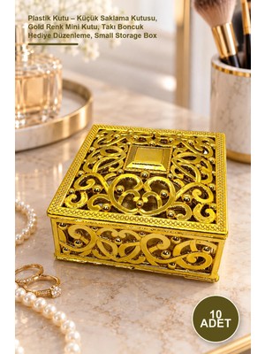 Yenilig 10 Adet Plastik Kutu – Küçük Saklama Kutusu, Gold Renk Mini Kutu, Takı Boncuk Hediye Düzenleme, Small Storage Box