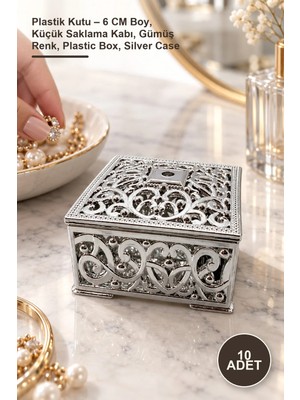Yenilig 10 Adet Plastik Kutu – 6 cm Boy, Küçük Saklama Kabı, Gümüş Renk, Plastic Box, Silver Case