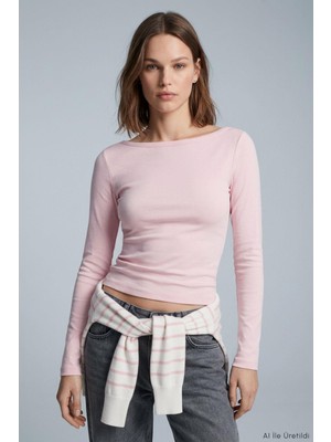 Rays Kayık Yaka Basic Penye Body 744 Pembe