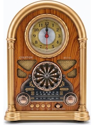 Everton RT-719  Şarjlı, Saat Göstergeli Nostaljik Radyo( Bluetooth-Usb-Sd-Fm)