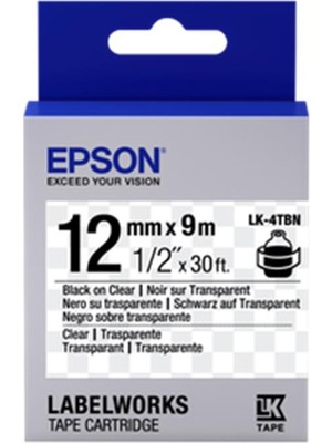 Epson Lk-4tbn Şeffaf Üzeri Siyah 12MM 9metre Etiket