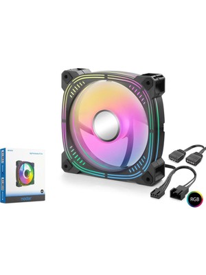 Nodar ND2656 Kasa Fanı 3.nesil Iç ve Dış Parıltı Argb 12CM Siyah