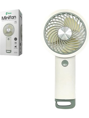 Feny FN-F35 Beyaz-Yeşil Kademeli Kancalı Ultra Sessiz Taşınabilir Şarjlı 500MAH Mini El Fanı