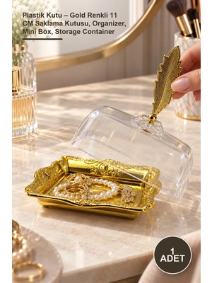 Yenilig 1 Adet Plastik Kutu – Gold Renkli 11 cm Saklama Kutusu, Organizer, Mini Box, Storage Container