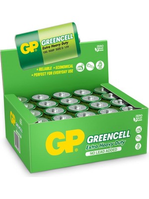 Gp Greencel R20 Kalın D Boy Çinko Pil 20'li Paket GP13-2S2