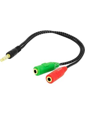 Frisby FA-6632AC 2 x 3.5mm Stereo Dişi - 4pin 3.5mm Stereo Erkek Y Kablo