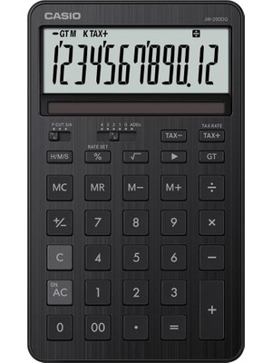 Casio JW-200DQ-BK 12 Hane Siyah Masa Üstü Hesap Makinesi