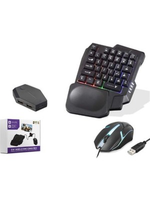 Nodar ND762 Mobil Oyun Klavye Mouse Dönüştürücü Seti Rgb Siyah