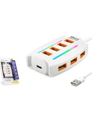 Hadron HDX7037 USB Hub 10-Usb 1.2m Beyaz