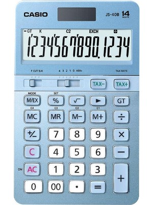 Casio JS-40B-BU Mavi Profesyonel 14 Hane Masa Üstü Hesap Makinesi