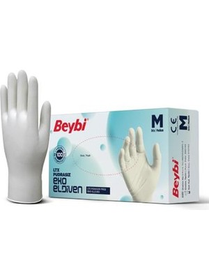 Beybi Lateks Pudrasız Eko (M) Medium Beden Muayene Eldiven 100LÜ Paket
