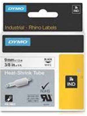 Dymo 18053 Rhinopro Isıyla Küçülen Şerit 9mmx1,5m Beyaz-Siyah