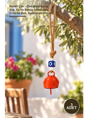 Yenilig 3 Adet Renkli Çan – Dekoratif Asma Süs, Ev ve Bahçe Aksesuarı, Colorful Bell, Decorative Charm