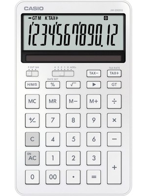 Casio JW-200DQ-WE 12 Hane Ipeksi Beyaz Masa Üstü Hesap Makinesi