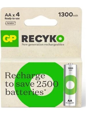 Gp Aa 1300 Mah Şarjlı Kalem Pil 4'lü Paket GP130AAHCEMTR-4LÜ