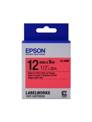 Epson Lk-4rbp Pastel Kırmızı Üzeri Siyah 12MM 9metre
