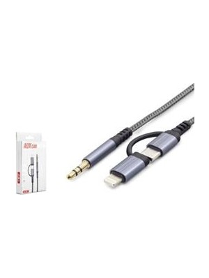 Nodar Hadron GJ027 Type-C Lightning 3.5 mm Ses Kablosu Siyah Gri