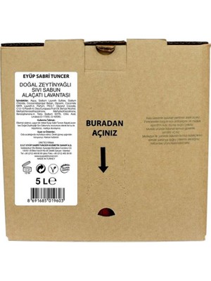 Eyüp Sabri Tuncer Zeytinyağlı Sıvı Sabun Ayvalık Zeytin Çiçeği 5lt Bag In Box Endüstriyel