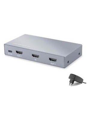 Hadron HDX1431 HDMI Splitter Edıd 8k 60 Hz 1 Giriş 2 Çıkış Gri