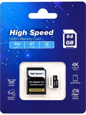 OEM Elba High Speed 64GB A1 V30 U3 Micro Hafıza Kartı CLASS10