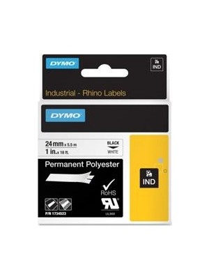 Dymo 18057 Rhinopro Isıyla Küçülen ŞERIT19MMX1,5M Beyaz-Siyah