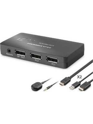 Hadron HDX1426 Displayport Kvm Switch 2 Console USB Port 2 Displayport Siyah