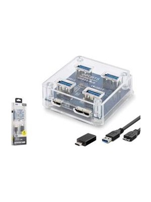 Hadron Ietop U331 USB Type-C 3.1 Gen1 Hub 4 Port 5 Gbps Şeffaf