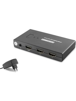 Hadron HDX1373 2 Port + 4-  HDMI Kvm Switch USB HDMI Kablolu Siyah