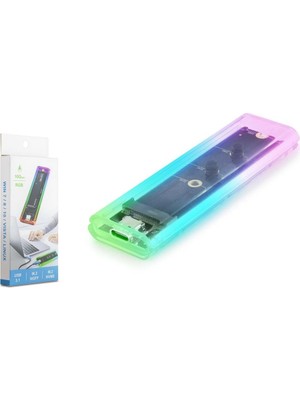 Hadron HDX1770 SSD Kutu Type-C3.1 Nvme + Ngff M2 10GBPS Rgb Transparent